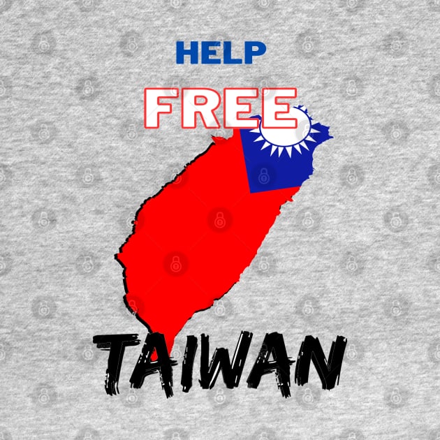 Help Free taiwan - Map of Taiwan in red, blue and white by Trippy Critters